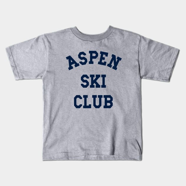 Aspen Ski Club, Varsity College Style For Skier And Skiing Enthusiasts Kids T-Shirt by SilverLake